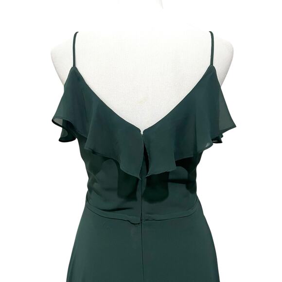 Bill Levkoff Bridesmaid Dress Dark Green Full Length Chiffon Spaghetti Strap 14 - Picture 7 of 9